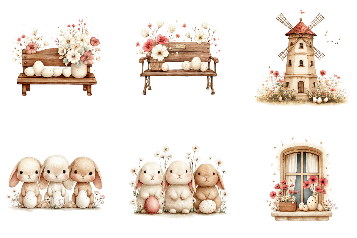 Watercolor Boho Easter Clipart Bundl, an Illustration by Sublimation Artist (Photo 5 of 7)
