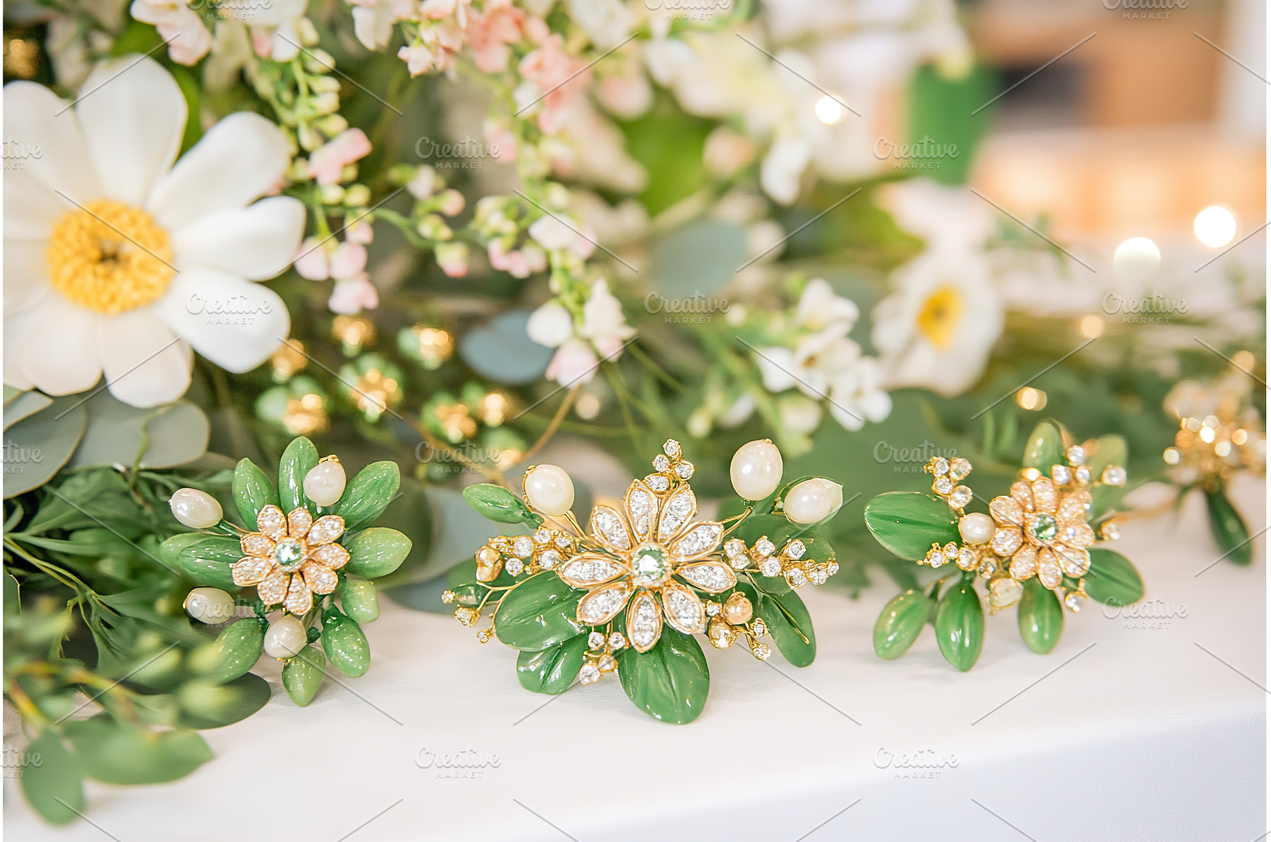 Elegant floral brooches with crystal, a Nature Photo by Lermont51