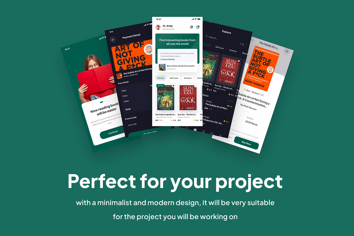 Grambook - Book Store Apps UI Kits, an App Template by Minialis (Photo 3 of 6)