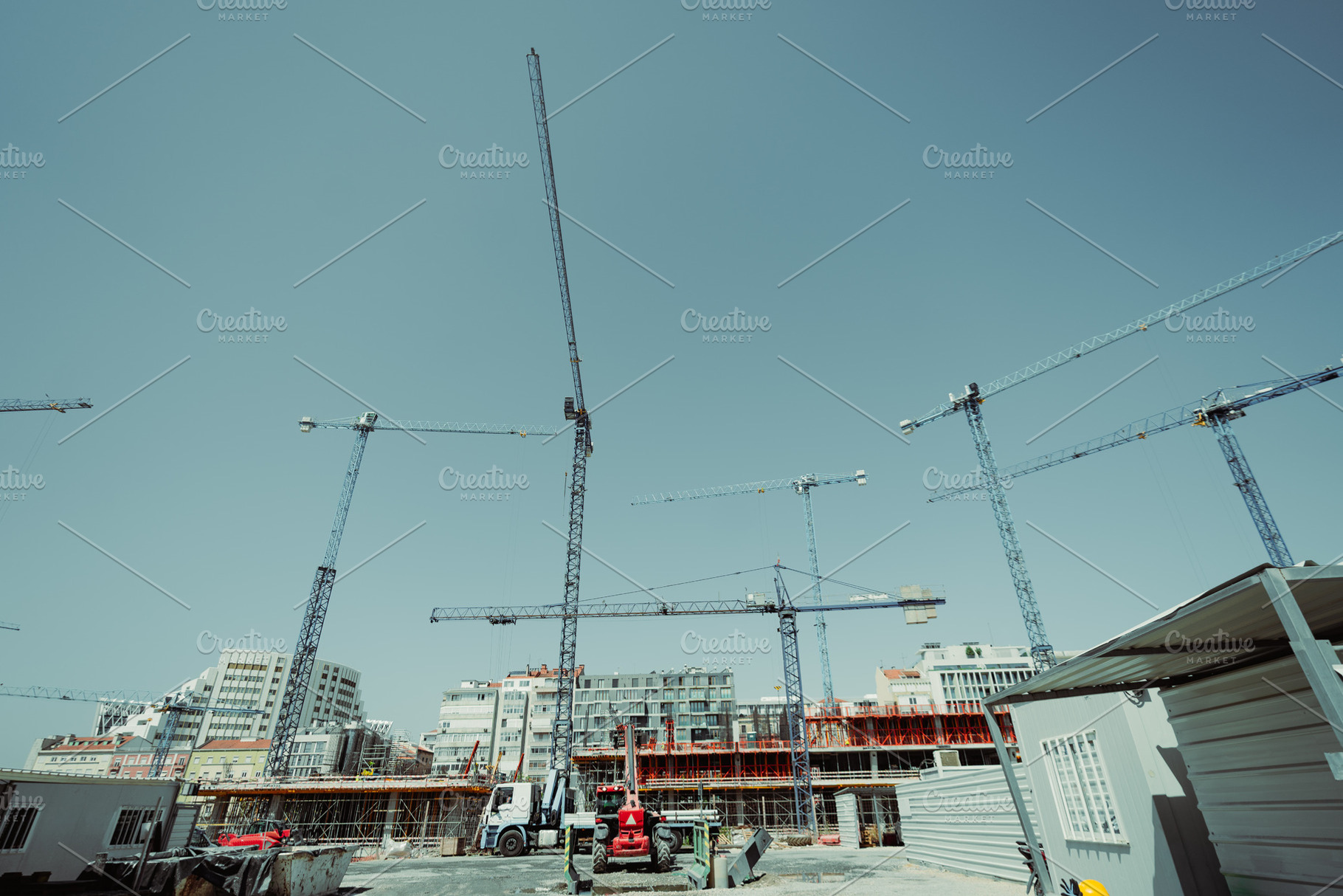 Tower Cranes Above Building Site, an Industrial Photo by SkyNext