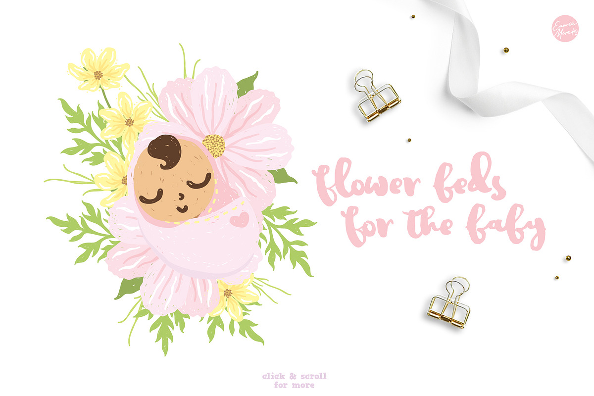 Pink Flower Baby Shower - Summer Set, an Illustration by Euonia Meraki (Photo 4 of 10)