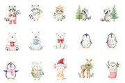 Watercolor Christmas animals Clipart, an Illustration by Designworld (Thumbnail 2 of 5)