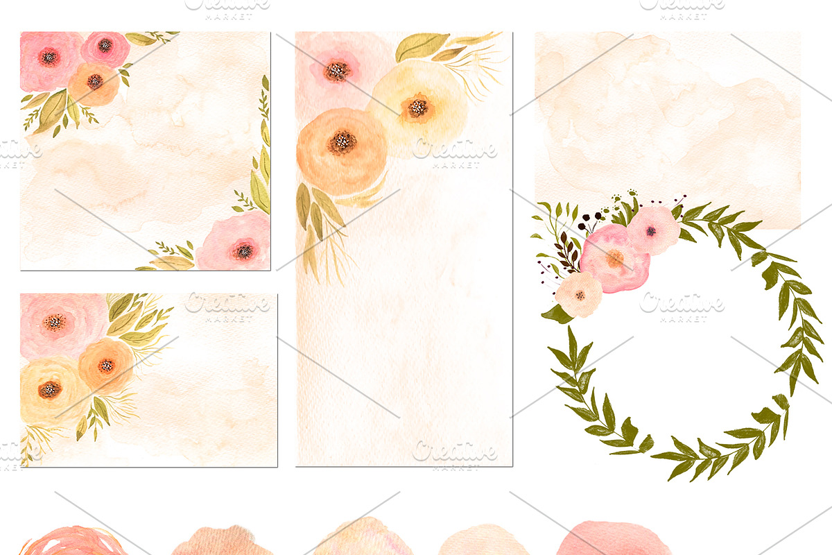 NUDE - 36 Watercolor Floral Elements, an Illustration by Li Zamperini (Photo 2 of 4)