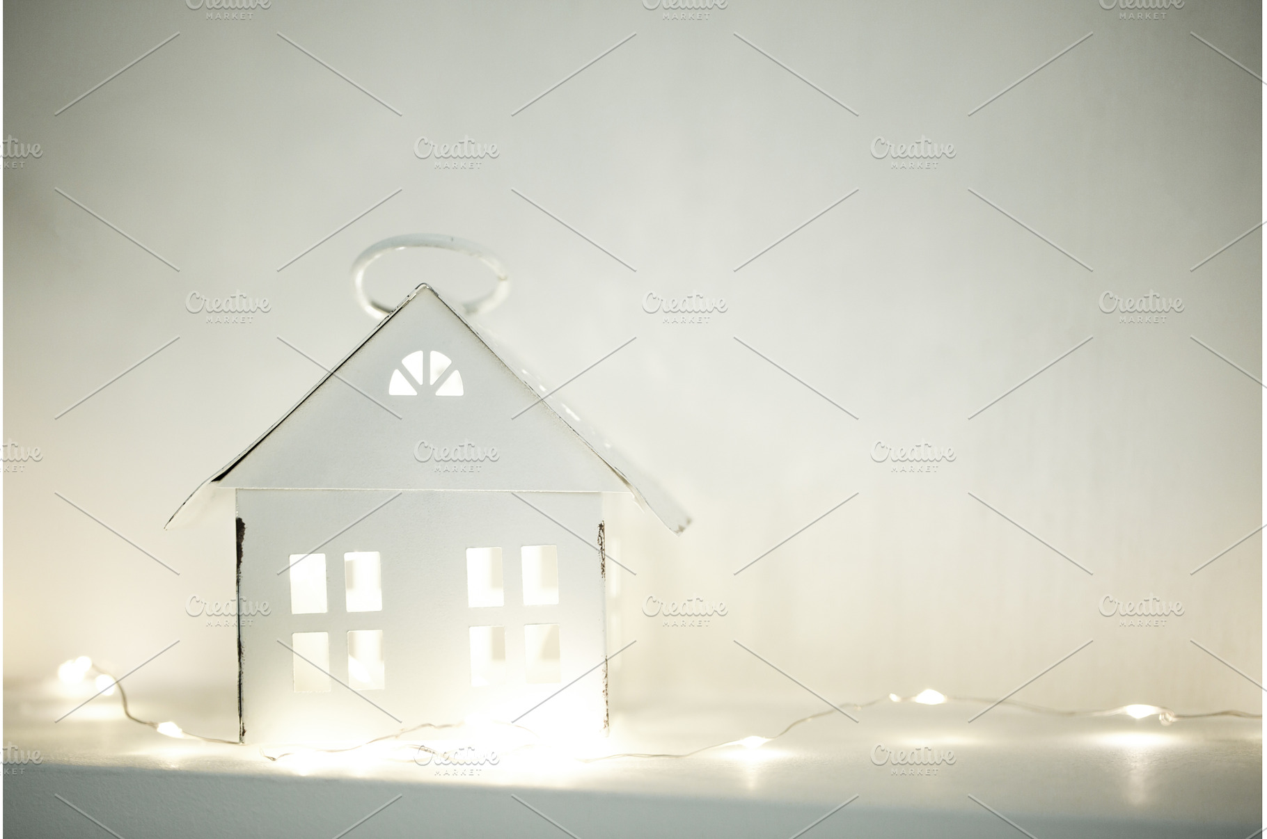 White house lantern illuminating, a Holiday Photo by Anna Efetova