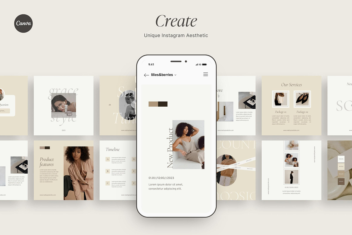 Luxury Aesthetic Instagram templates, a Social Media Template by LiliesandBerries (Photo 7 of 17)