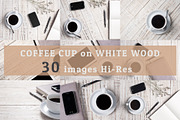 White Wood Desk with Copy Space, a Cups & Container Mockup by FWStudio (Thumbnail 5 of 5)