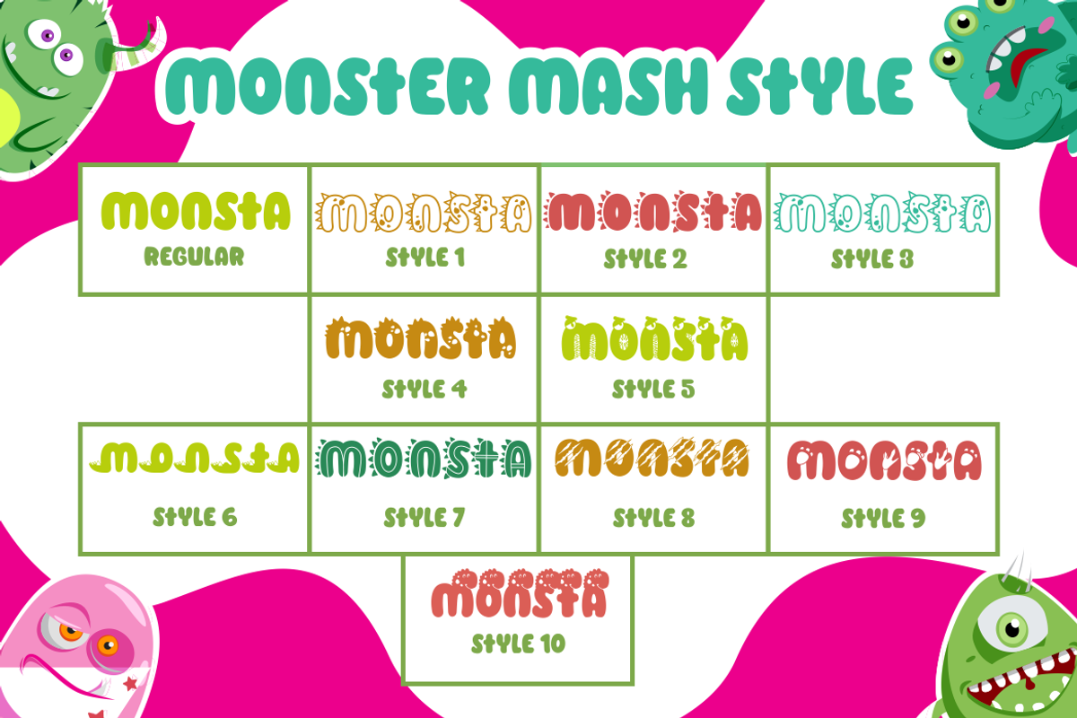Monster Mash - Quirky Dino & Monster, a Font by PutraCetol Studio (Photo 4 of 11)