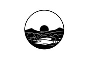 Circular Nature Landscape Silhouette, an Illustration by yasushie (Thumbnail 22 of 51)