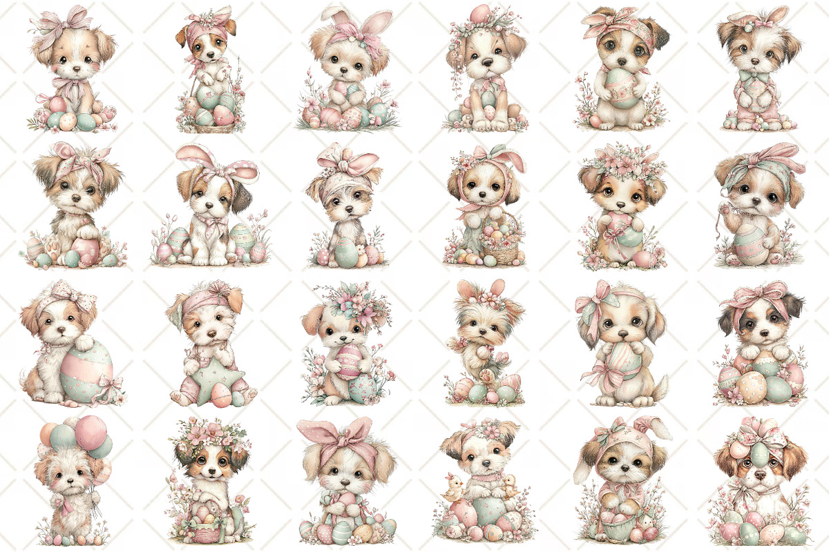 Watercolor Easter Dog Clipart, an Illustration by Black Bird Studio (Photo 2 of 5)