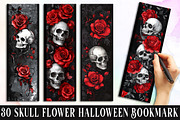 Skull Flower, Halloween Bookmark png, an Illustration by Watercolor design (Thumbnail 1 of 3)