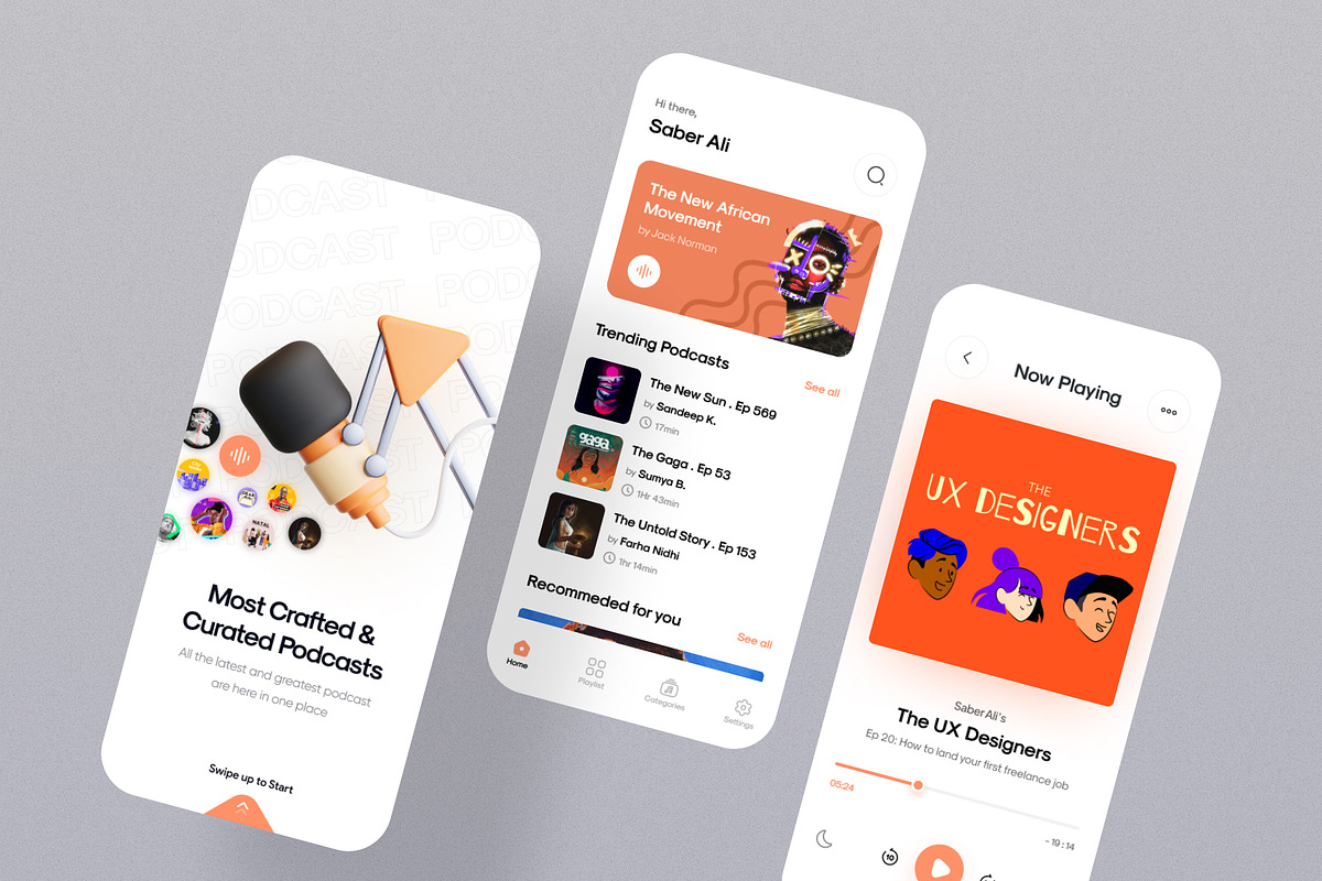Podcast App ui by Saber ali, a Templates & Theme by saberali (Photo 3 of 3)