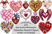 Watercolor Valentine Hearts Clipart, a Seasonal Illustration by CitraGraphics (Thumbnail 1 of 3)