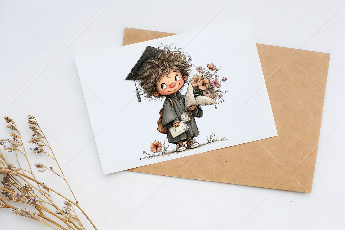 Whimsical Graduate Girl Boy Clipart, a Seasonal Illustration by Canvas Craft (Photo 10 of 10)