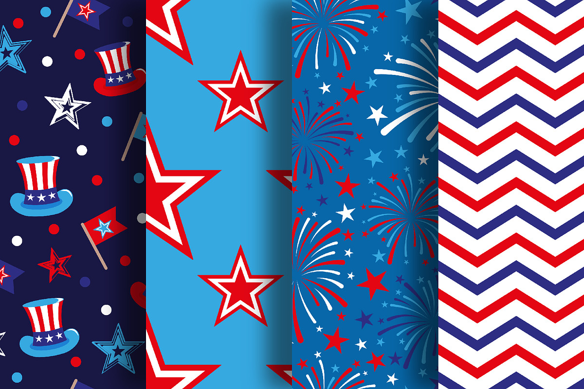 Seamless American Party Patterns, a Pattern Graphic by Iryna Denysova (Photo 8 of 13)