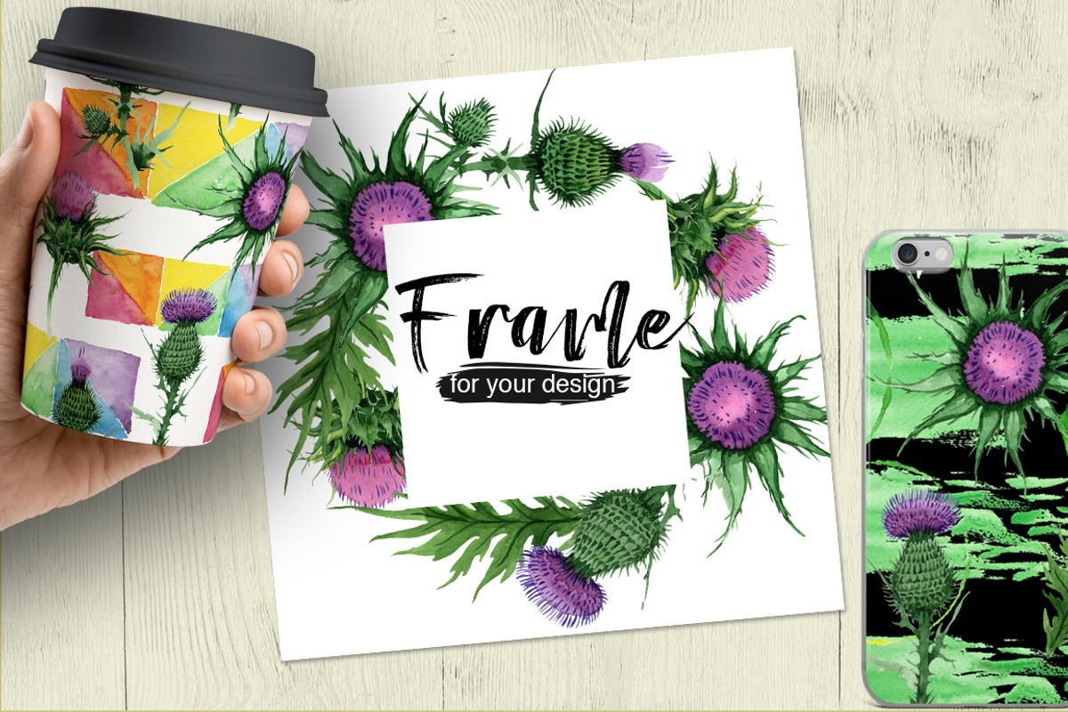 Thistle flowers PNG watercolor set, a Decorative Illustration by WatercolorPNG.com (Photo 3 of 7)