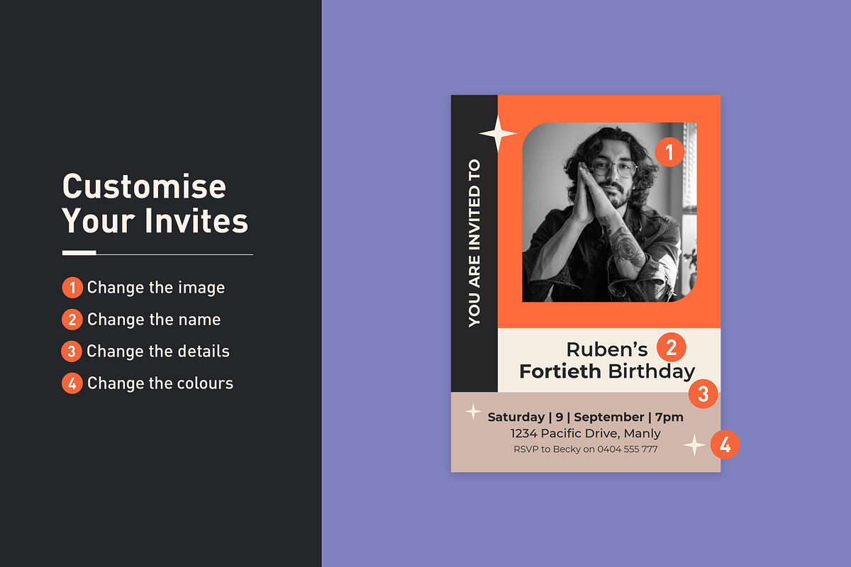 Ruben Birthday Invitation, an Invitation Template by Mountain Folk Creative (Photo 3 of 6)
