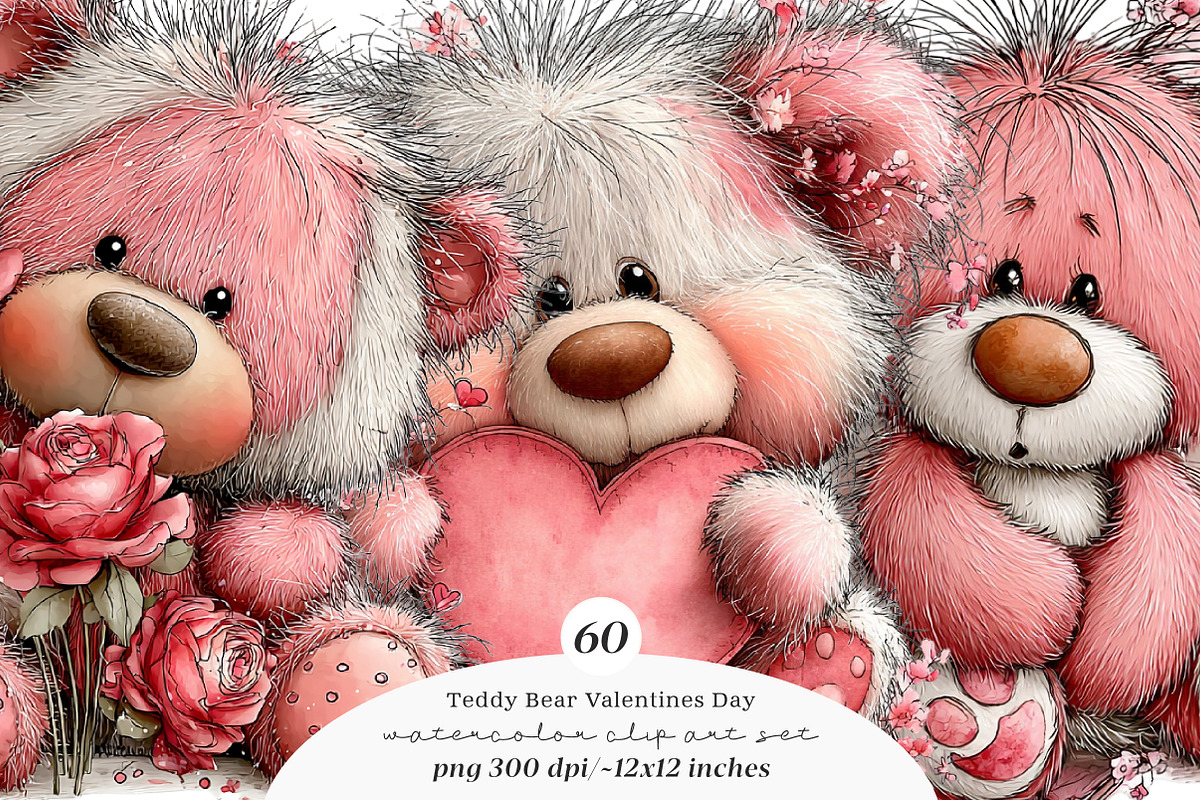 Teddy bear valentines day clipart, an Illustration by SinaCreation (Photo 1 of 11)