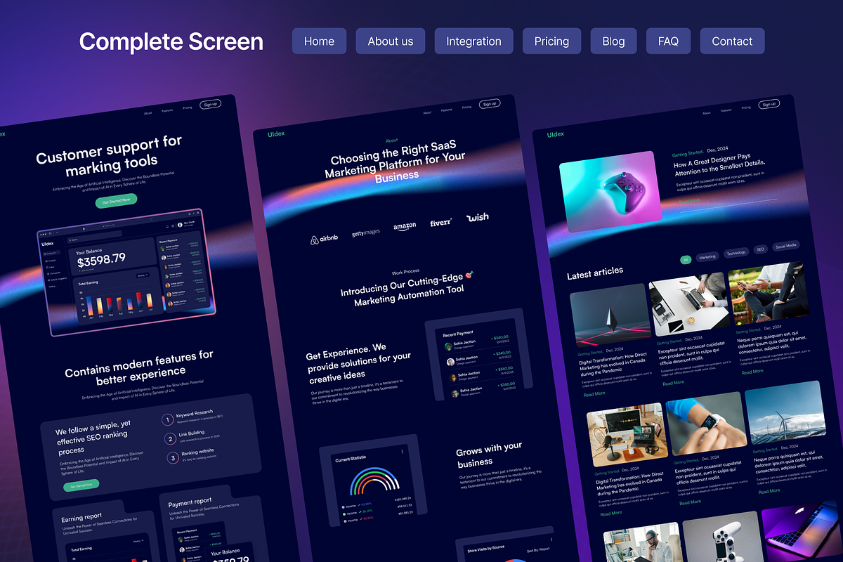 Marketing SaaS Website Design, an UI Kit Template by Ahmed Rubel (Photo 3 of 5)