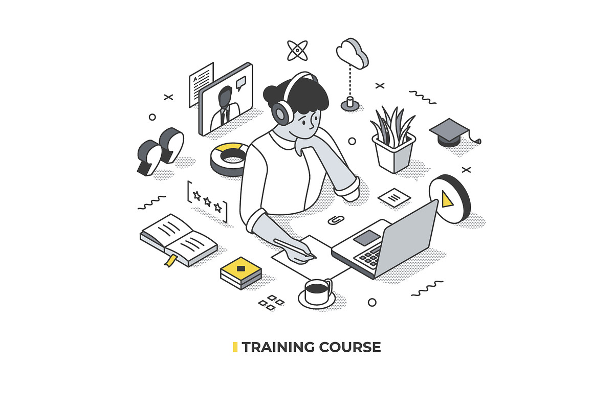 Isometric Lined Illustrations Set, an Education Illustration by Rassko (Photo 10 of 13)