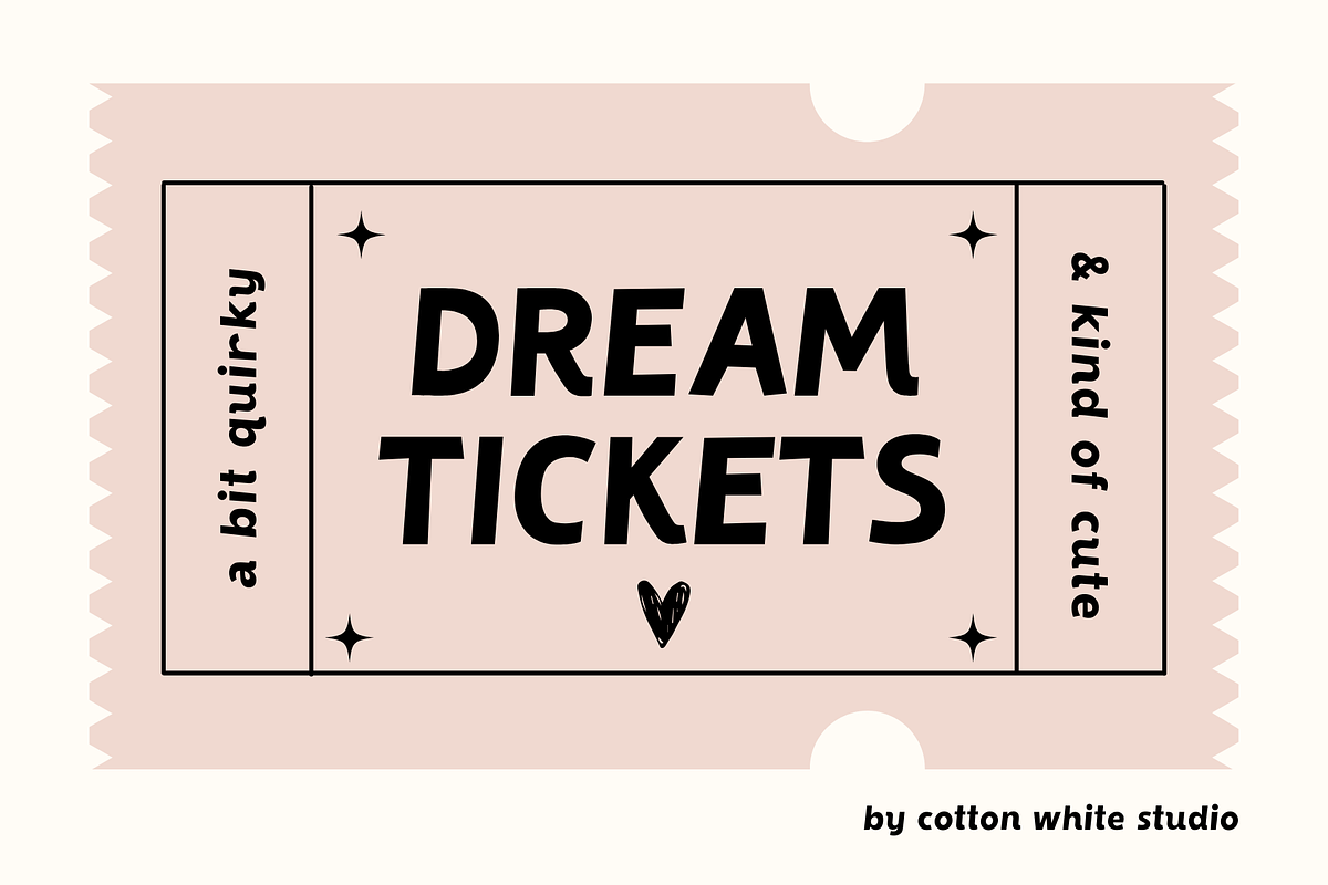 Dream Tickets Cute Font, a Sans Serif Font by Sofia Skoog (Photo 1 of 12)