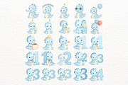 Blue Birthday Dino Clipart Set, an Illustration by Nicolle's Colorful Art (Thumbnail 6 of 6)