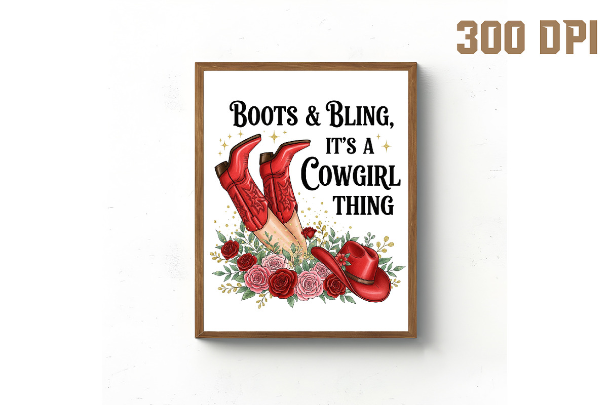 Boots and Bling It's a Cowgirl Thing, an Illustration by Libby Wishes (Photo 2 of 6)
