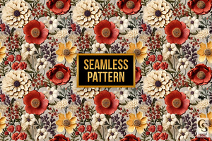 3D Wild Boho Flowers Digital Papers