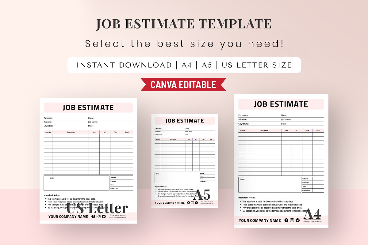 Job Estimate Template, a Print Template by Snapybiz (Photo 6 of 9)