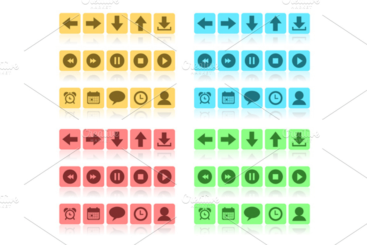 Media buttons flat set