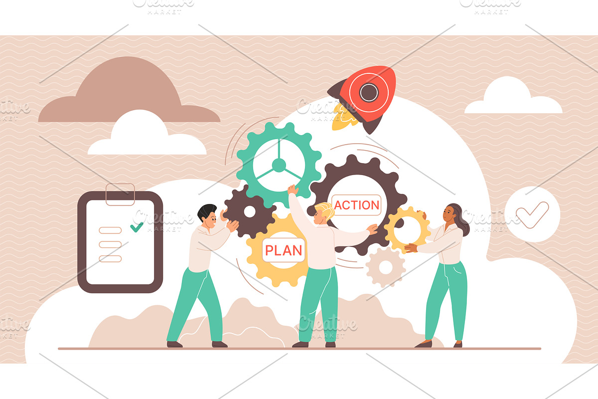Action plan business project, a Person Illustration by Lemberg Vector