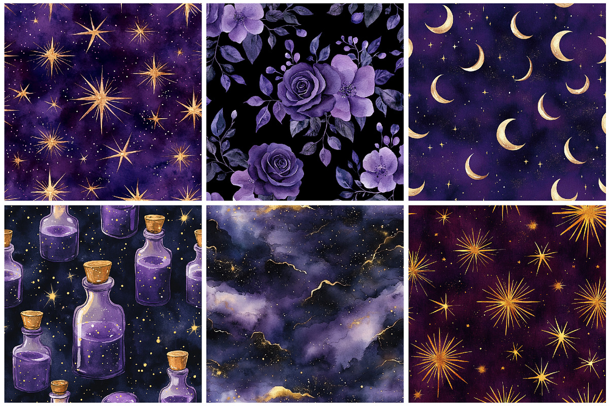 Purple Witch Digital Paper Halloween, a Texture Graphic by CitraGraphics (Photo 2 of 6)