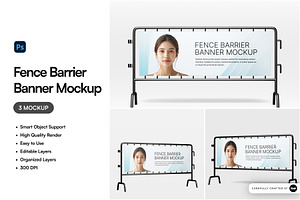 Fence Barrier Banner Mockup, an Advertising Mockup by SLAB! Design