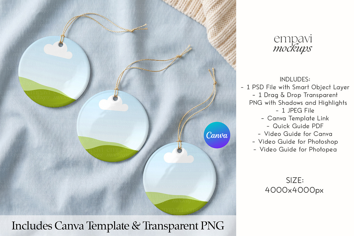 Ceramic Ornament Mockup Set of 3, a Household Mockup by EmpaviMockups (Photo 3 of 5)