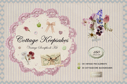 Cottage Keepsakes: Vintage Scrapbook, an Object Graphic by Purple