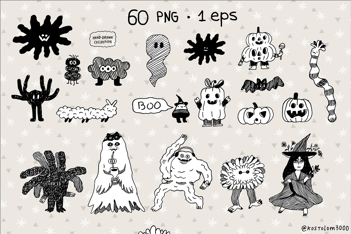 Odd Little Halloween doodle monsters, an Object Graphic by kostolom3ooo (Photo 4 of 6)