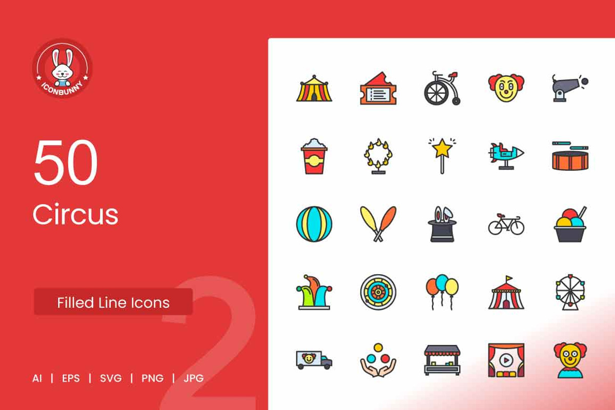 Circus Filled Line Icons, an Icon by IconBunny (Photo 1 of 2)