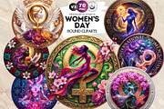 Women's Day Round Cliparts V3, a Seasonal Illustration by ThatsDesignArt (Thumbnail 1 of 11)
