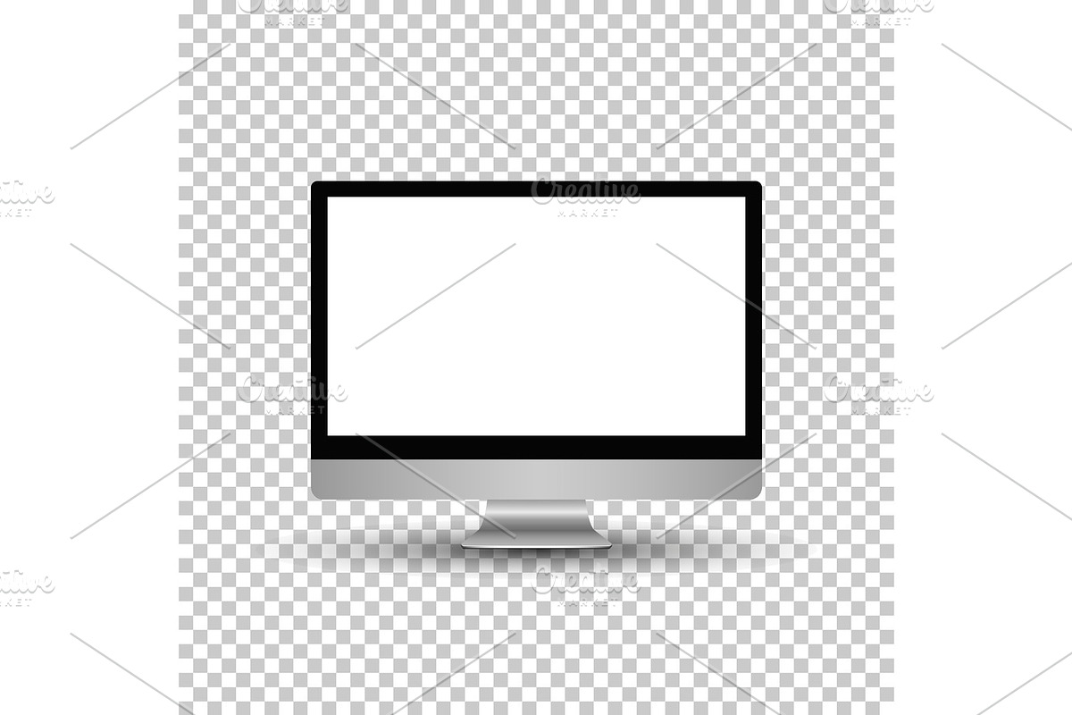 Realistic computer monitor isolated on transparent background., an ...
