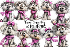 Funny  Crazy Dog Clipart, an Illustration by DreamArtGraphic