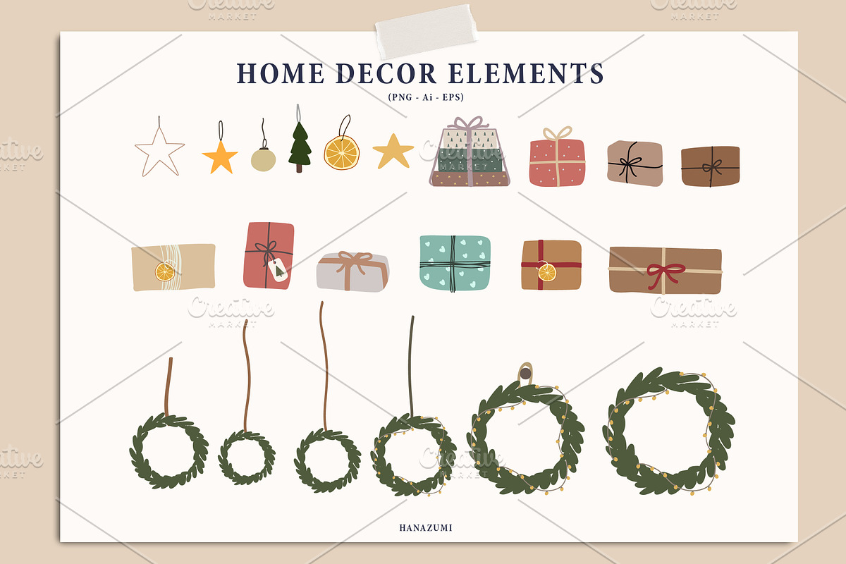 Christmas Winter Decoration, a Decorative Illustration by Hanazumi (Photo 5 of 14)