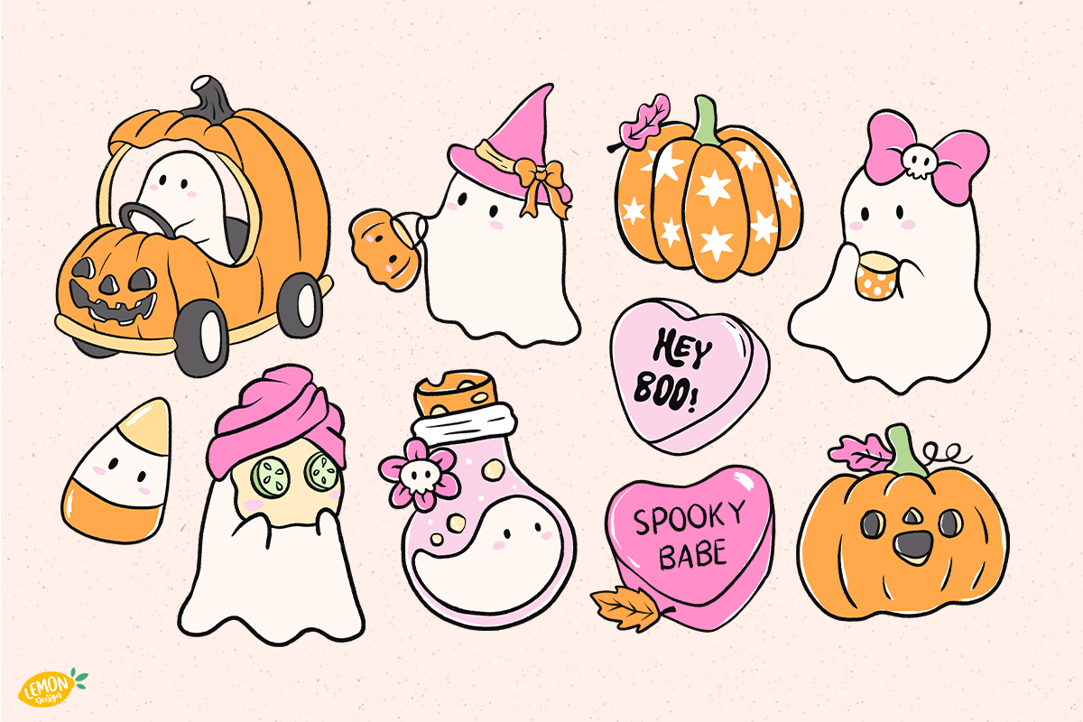 Silly Ghost Clipart PNG Bundle, a Seasonal Illustration by LemonDesign (Photo 3 of 3)