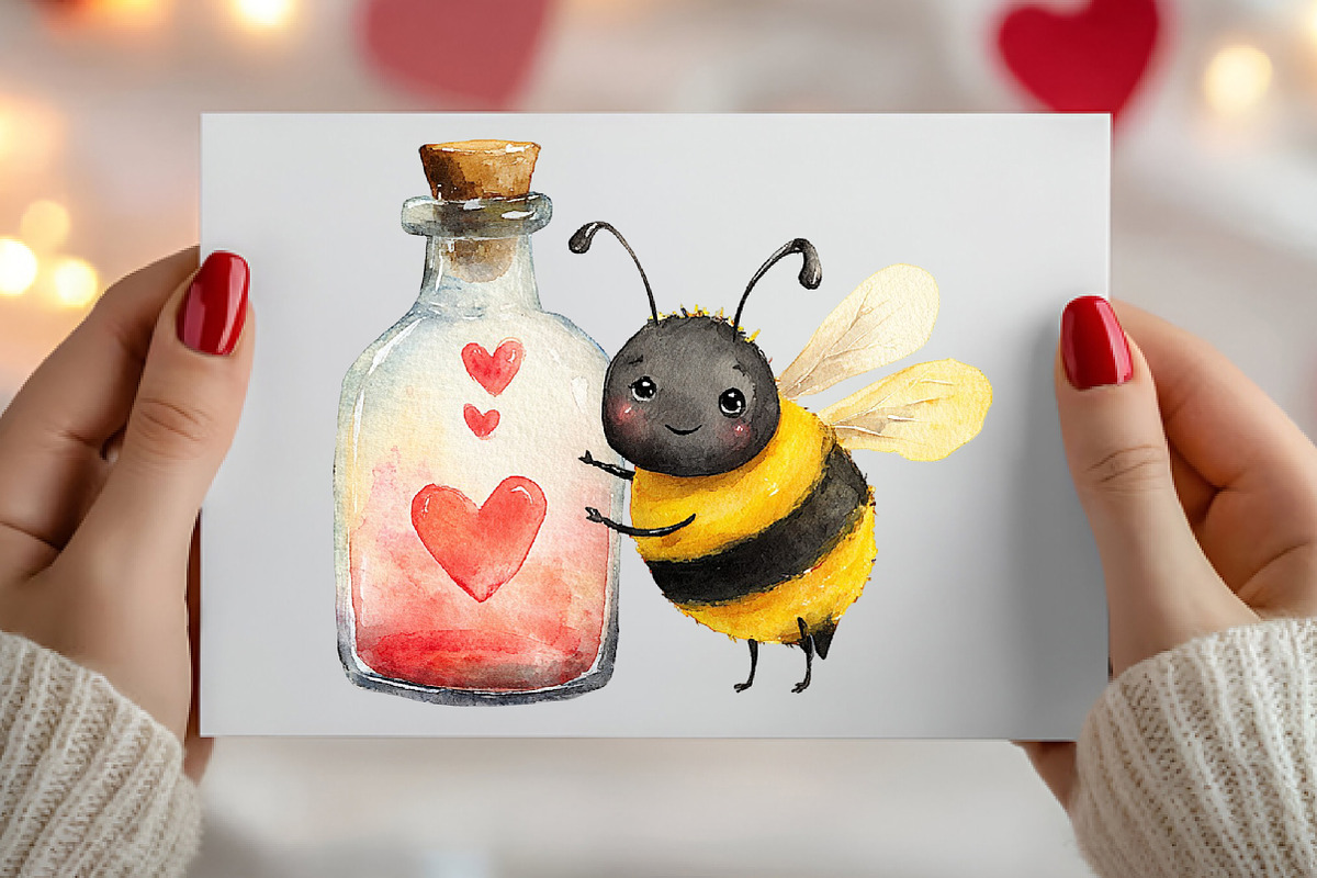 Happy Valentine's Day Bees Clipart, an Illustration by Canvas Craft (Photo 4 of 6)