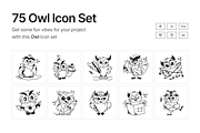 Owl Icon Set, a Solid Icon by Prosymbols (Thumbnail 1 of 6)