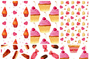 Watercolor sweets. Patterns. Vector, a Decorative Illustration by inkionia♥ (Thumbnail 2 of 4)