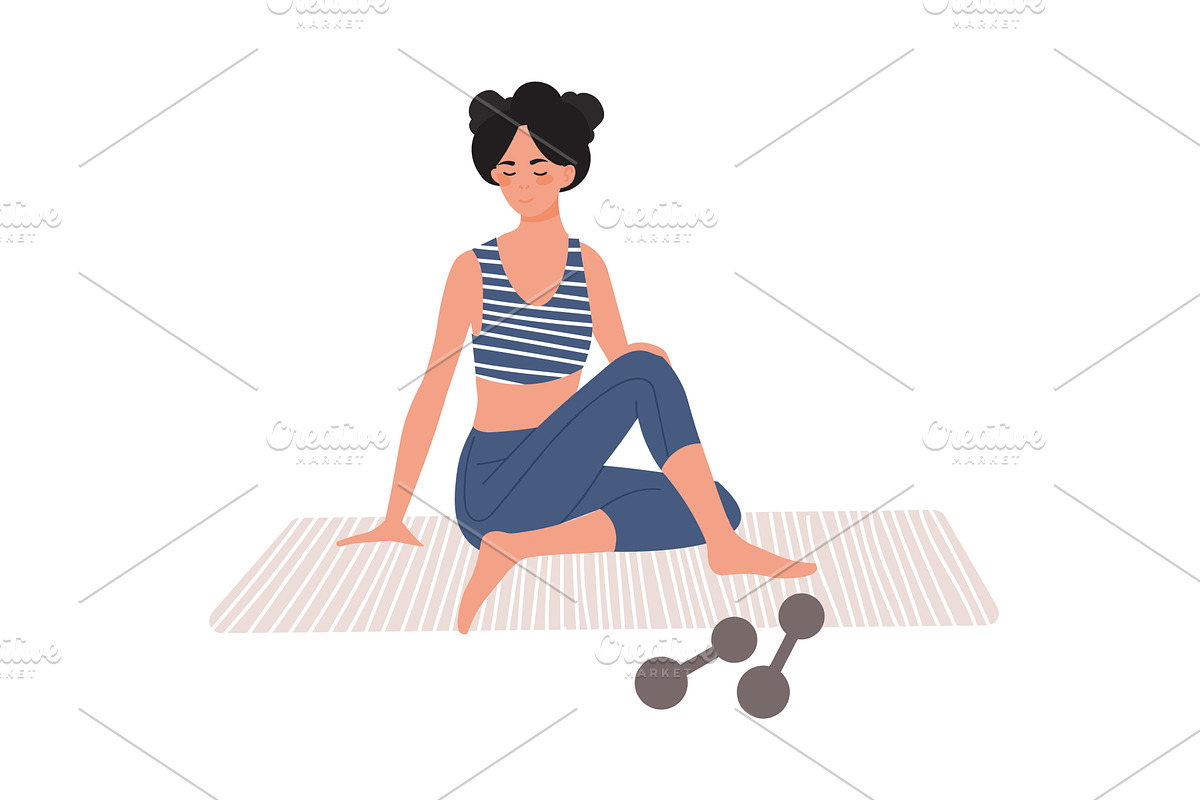 woman doing stretching vector, a Sport Illustration by vectorpointstudio