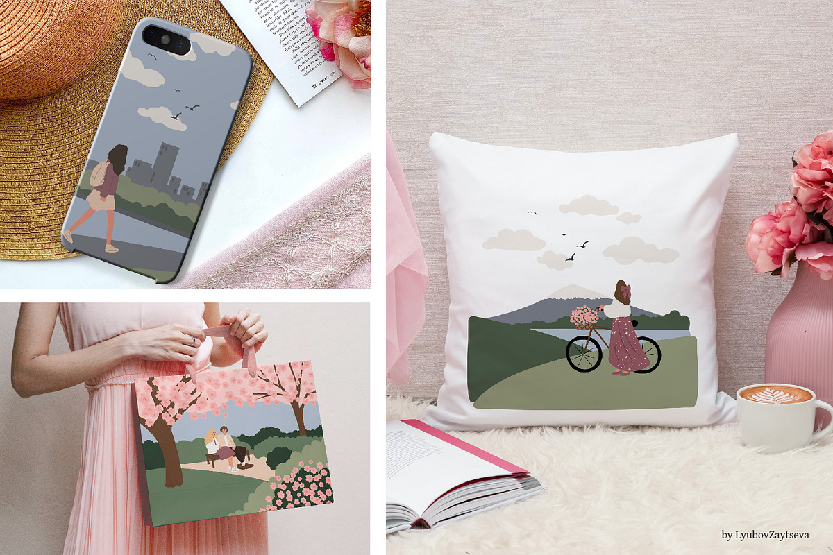 Blossom | Women in nature scenes, a Seasonal Illustration by LyubovZaytseva (Photo 15 of 19)