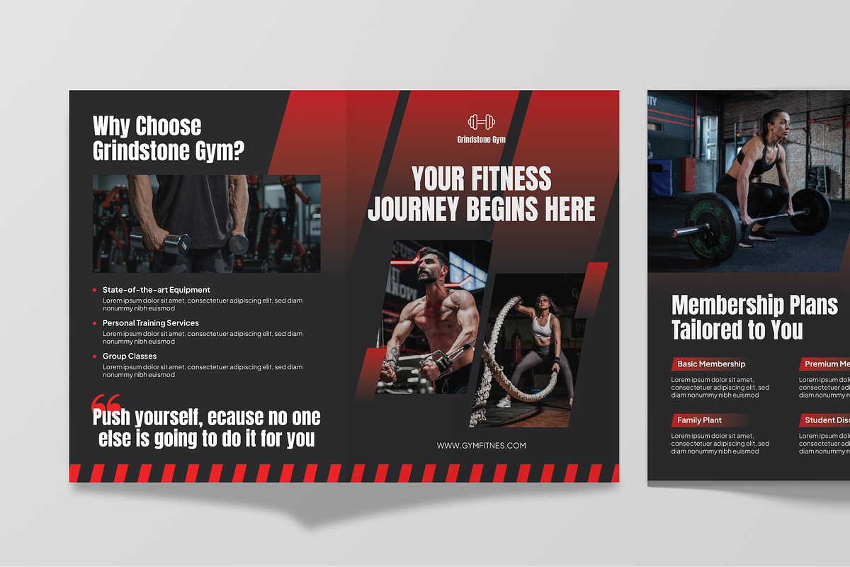 Red Gym Sport Bifold Brochure, a Brochure Template by Annora Studio (Photo 5 of 6)