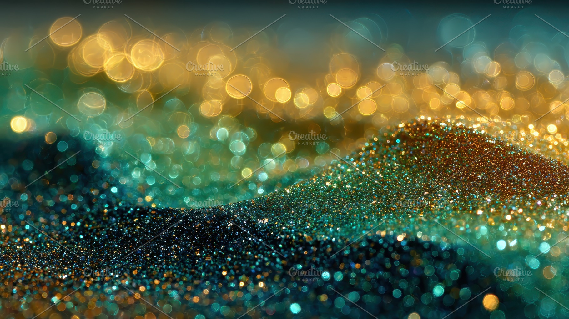 Sparkling Glittering Gold Teal Abstr, an Abstract Photo by Pixeness Studio