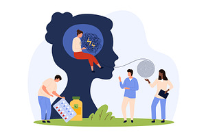 Mental health, psychotherapy session, a Person Illustration by Flashvector