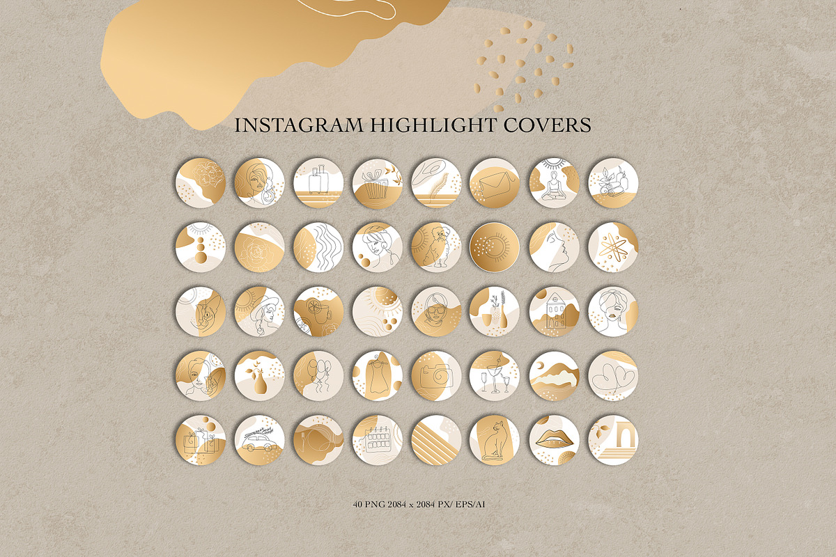 Instagram Bundle Gold for Girls, an Illustration by WildStrawberry Magic (Photo 4 of 7)